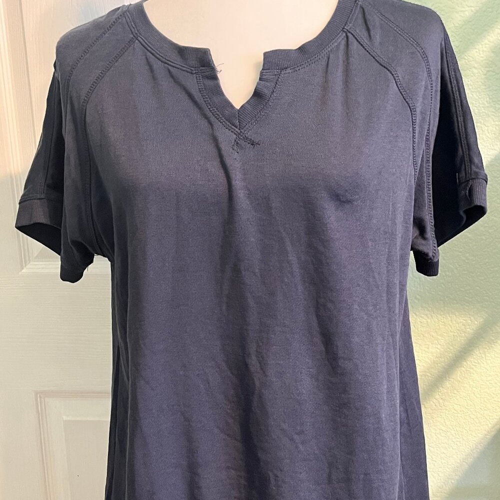 San Francisco City Lights V Neck Tee, Blue, Size M